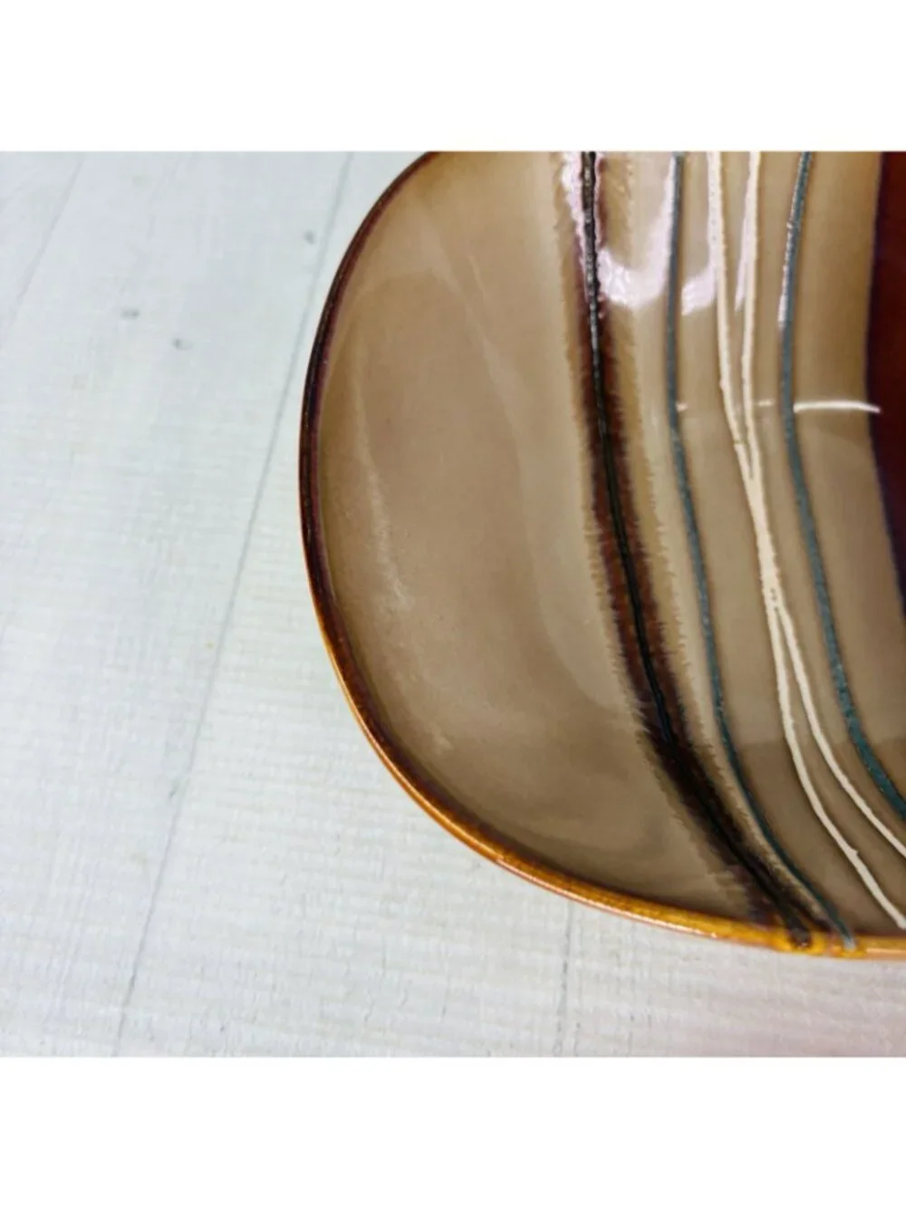 Home Trends BAZAAR BROWN Square Strips Stoneware 6 7/8